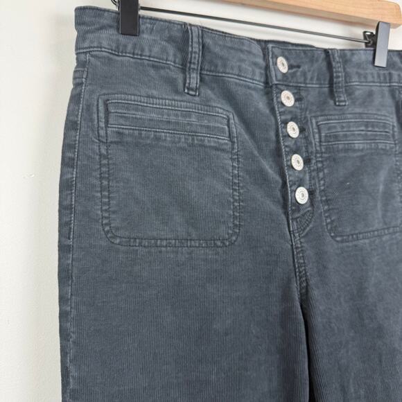 American Eagle Pants Women 8 Gray Corduroy Super Hi-Rise Flared Button Fly Retro - Picture 5 of 10